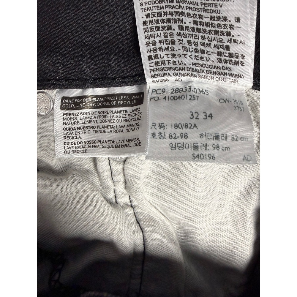 Levis 512 Slim Taper Jeans Mens 32x34 Black Distressed Ripped Denim 28833-0365 - Picture 9 of 12